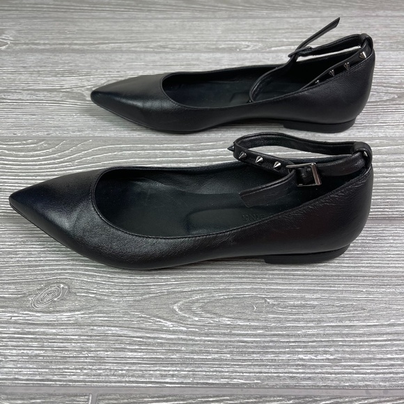 ANINE BING Spiked Ankle Wrap Point Toe Ballet Flat - Witchy Goth - Picture 1 of 8